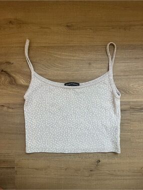 Brandy Melville White Tiny Floral Ribbed Cami